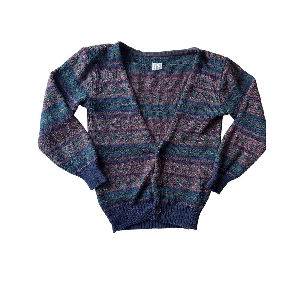 Urban Renewal Mens M Multicolor Fair Isle Knit Grandpa Cardigan Made USA